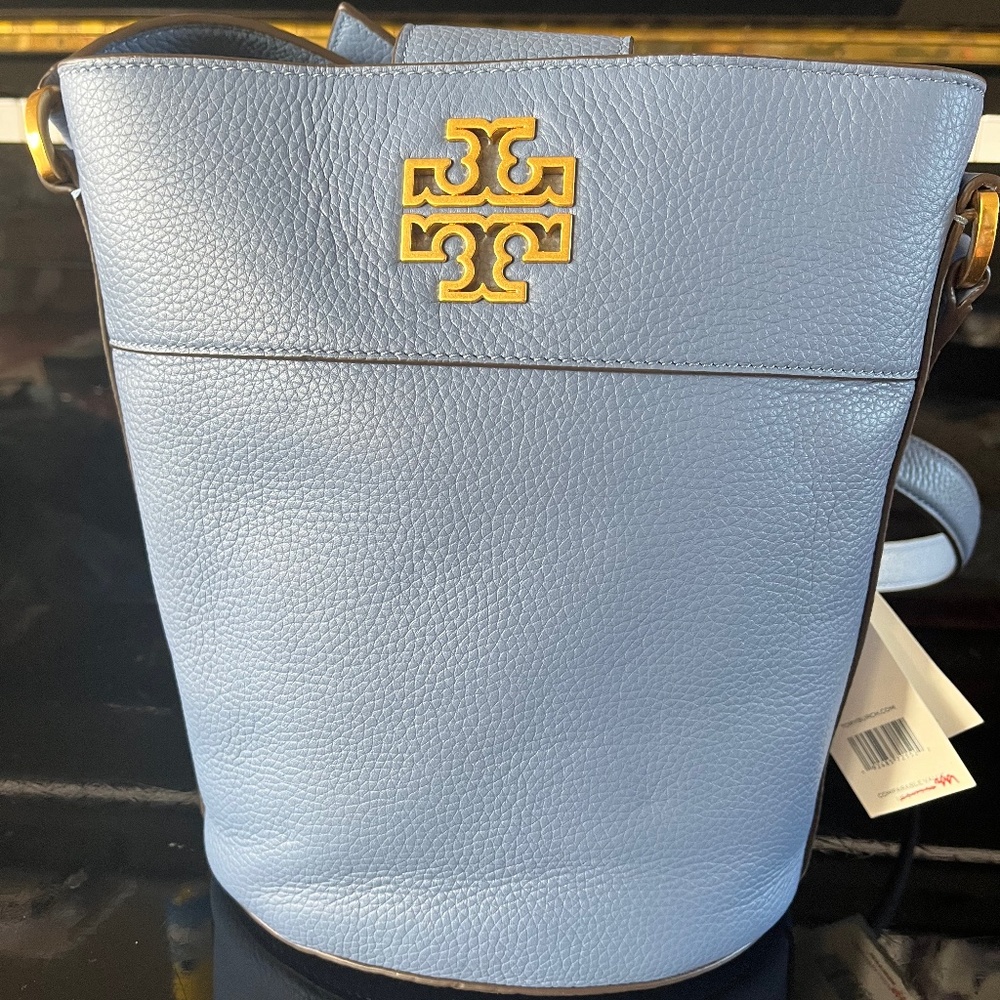 Tori Burch mini Britten bucket bag bluewood new with tags